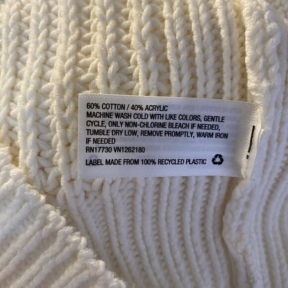 a new day Sleeveless Pullover Sweater Women's Size Medium Ivory Cream Cable Knit - Picture 4 of 4